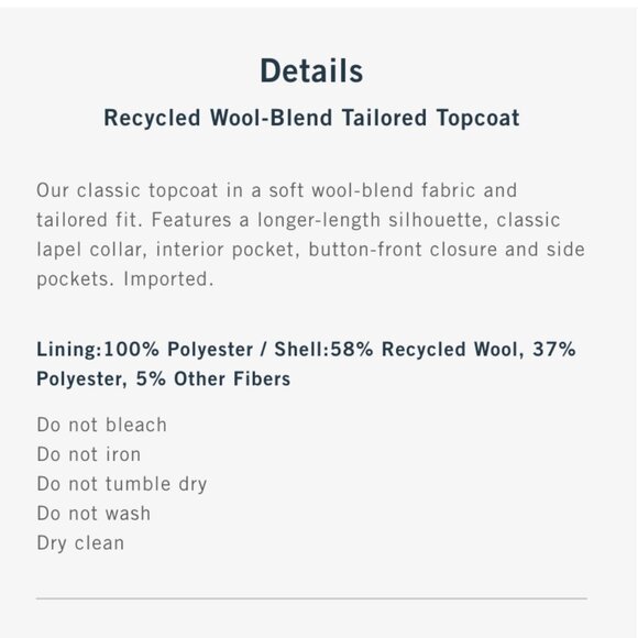 Abercrombie & Fitch Wool Blend Coat - Picture 6 of 6